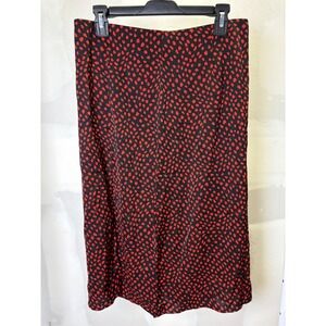 SHEIN Womens Red Black Abstract Polka Dot Midi Skirt Size Large L 8/10 Retro